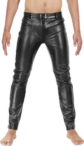 Bockle® 3 GAY-ZIP Lederhose mit durchgehendem Reißverschluss W38/L36 - Die Bockle® Lederhose aus hochwertigem Rind-Anilinleder vereint Stil und Komfort. Ihre natürliche Struktur sorgt für Einzigartigkeit und ein angenehmes Tragegefühl. Ideal für besondere Anlässe!