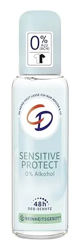 CD Deo Zerstäuber 'Sensitive Protect', 75 ml, sanftes Deodorant ohne Aluminiumsalze & ohne Alkohol, für empfindliche Haut geeignet, lang anhaltender Schutz für 48 h, vegan