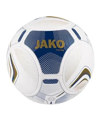 JAKO Unisex Spielball Prestige, Weiß/Navy/Gold, 5 - FIFA PRO-lizenzierter Turnierball mit Bonding Technologie für optimale Spielbarkeit und Langlebigkeit, ideal für Wettkämpfe.