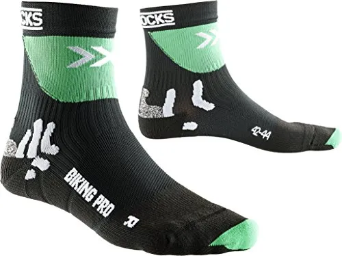 X-Socks Herren Radstrumpf BIKING PRO, Black/Green, 35/38, X020370