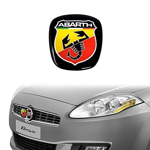 Abarth 3D Official Shield Logo Sticker für FIAT Bravo, Vorne, 75 x 69 mm, Rot