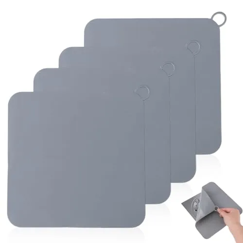 Stück Geruchsverschluss Dusche, Bodenablauf Abdeckung 20cm Abflussabdeckung Silikon Bodenablaufmatte Quadrat Duschabdeckung für Badezimmer Dusche WC Küche (Grau) 4