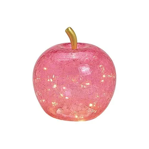 Dekoleuchte Apfel (M) Glas, Rosa mit LED Lichterkette - Weihnachtsbeleuchtung, stilvolle Apfel Lampe aus Glas mit LED Lichterkette für stimmungsvolle Akzente in jedem Raum.