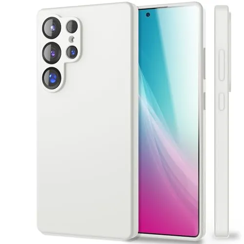 NALIA Silikonhülle für Samsung Galaxy S25 Ultra - Kameraschutz & Innenfutter - Phoenix (Soft-Touch Case) - Marke aus Berlin, Farbe:Schneeweiß