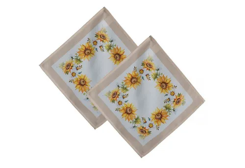 matches21 HOME & HOBBY Tischdecke Tischdeckchen 2er Pack 40 x 40 cm mit Motiv Sonnenblumen & Blätter (1-tlg), Tischdeko für Küche & Tisch