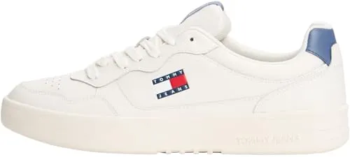 Tommy Jeans Herren Cupsole Sneaker Essential aus Leder, Blau (Blue Moment), 40