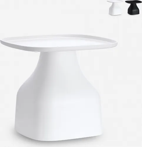 Niedriger Couchtisch 48x48cm für Wohnzimmer Küche Garten in modernem Design Bell L - Weiß