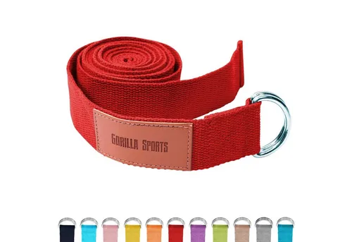 GORILLA SPORTS Yogagurt Yoga-Gürtel, 100% Baumwolle, mit Verschluss aus Metall, Yoga Strap