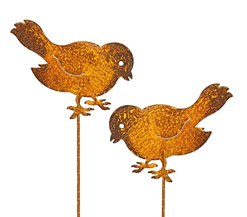 Blümelhuber Gartenstecker Rost Vögel im 2er Set - Edelrost Gartendeko Stecker Vogel Figur - Tiere als rostige Metall Dekoration für draußen - 30 cm groß