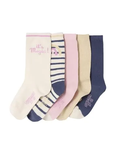 Vertbaudet 5er-Pack Socken EINHORN, Kinder marine 31/34
