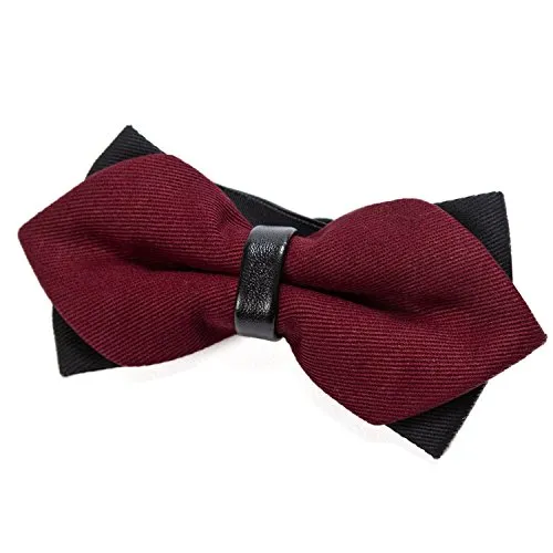 DonDon spitze Herren Fliege Schleife im Retro Look mit Haken gebunden vorgebunden und längenverstellbar dunkelrot