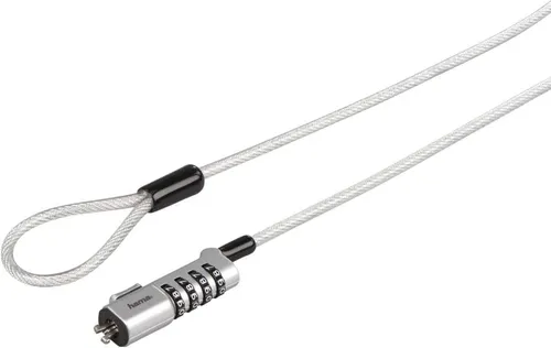 Hama Notebookschloss 126822 Nano - 4-fach Zahlenschloss, 10.000 Kombinationen, robustes Carbonstahlseil für maximale Sicherheit