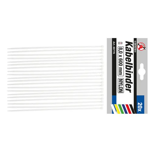 Kabelbinder-sortiment Weiß 8,0 X 600 Mm 20-tlg.