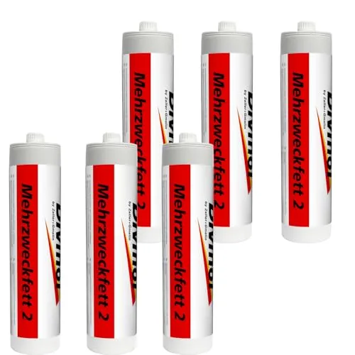 Divinol Mehrzweckfett 500g NLGI 2 Reiner System Lithiumschmierfett Lithium Schmierfett Lithiumfett Langzeitfett temperaturbeständiges Gleit Wälzlager Fett wasserbeständig (6x500g)
