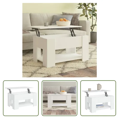 The Living Store Couchtisch Weiß 79x49x41 cm Holzwerkstoff
