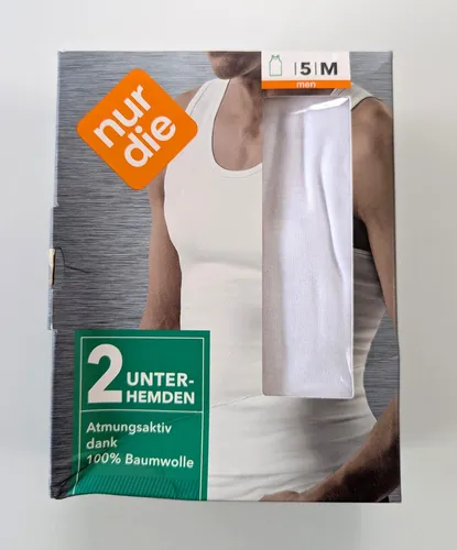 NEU - 2 x nur die Herren Unterhemd- Gr. 5 - M - weiß - 100% Baumwolle - 2er Pack