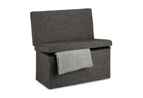 Relaxdays Faltbarer Sitzhocker mit Lehne - Stilvoller Hocker mit Stauraum und stabiler Lehne - Ideal für Wohnzimmer oder Flur, max. Belastung 300 kg, platzsparend faltbar und vielseitig einsetzbar.