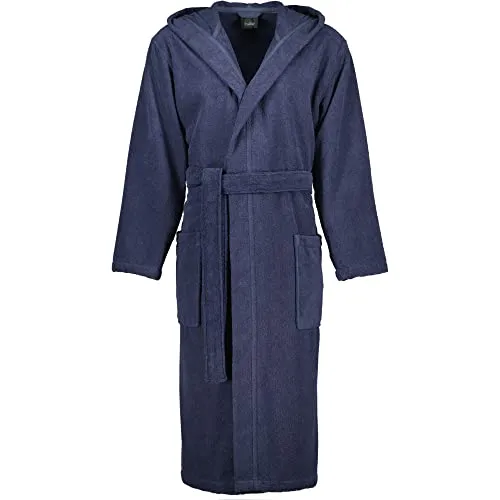 Cawö Home Herren Bademantel mit Kapuze 829 blau - 17 L - Bademantel für Herren im zeitlosen Uni-Design aus pflegeleichtem Walkfrottier, 100% Baumwolle, ideal für Komfort und Stil.