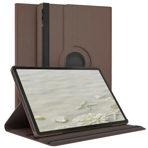 EAZY CASE - Tablet Hülle für Samsung Galaxy Tab S10 Plus / S9 FE Plus Schutzhülle Smart Cover Tablet Case Rotationcase zum Aufstellen Klapphülle 360° drehbar mit Standfunktion Tasche Kunstleder Braun