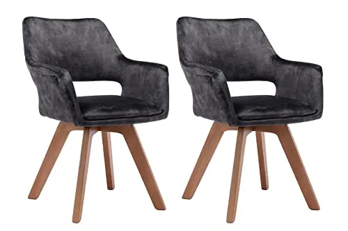 byLIVING Esszimmerstuhl 2er Set Klara - Esszimmerstühle mit 360° drehbarer Sitzschale aus hochwertigem Vintage-Samt und stabilem Massivholzgestell für hohen Sitzkomfort.