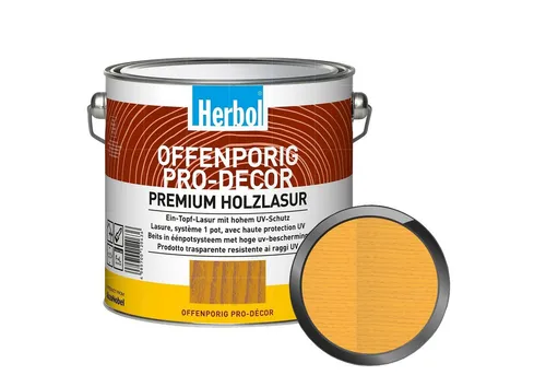 Offenporig Pro-Décor Holzlasur 2,5 Liter Kiefer - Offenporige Holzlasur für den Innen- und Außenbereich. Schützt und betont die natürliche Holzstruktur, ideal für nachhaltige Projekte.