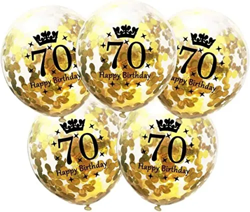 DIWULI Geburtstags-Luftballons 70 Jahre - 5er Set Gold