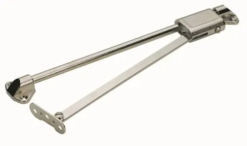Hettich Bremsklappenhalter 350 mm - Flexibler Öffnungswinkel bis 90° - Robuster Bremsklappenhalter aus Stahl in Grau, ideal für Möbelbeschläge. Bietet Stabilität und Flexibilität beim Öffnen von Klappen.