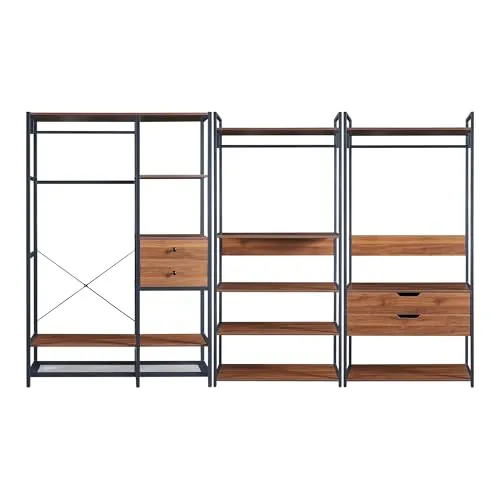 Garderobenständer 3er Set 'Larem' mit 4 Schubladen in braun von en.casa