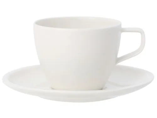 Villeroy & Boch Kaffeetasse, Weiß, 0.25 L - Thermobehälter: Hochwertige Keramiktasse mit Untertasse, spülmaschinen- und mikrowellensicher, ideal für jeden Anlass.