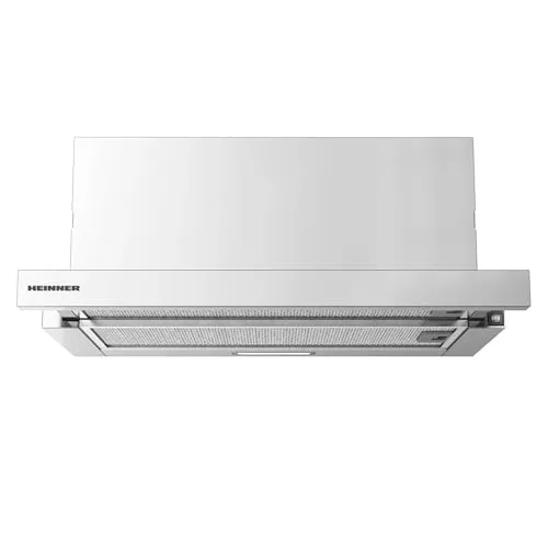 Heinner HTCH-440FS Einbauherd | Teleskop | 60 cm Dunstabzugshaube | 329,6 m³/h Abluftleistung | LED-Beleuchtung | 2 Geschwindigkeitsstufen | Silber | 5 Jahre Garantie