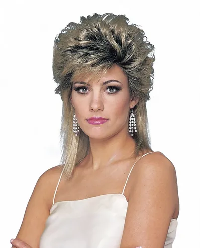 Horror-Shop 80er Jahre Damenperücke Blond-Meliert - Kostüm-Perücke aus 100% Kunsthaar, perfekt für 80er Jahre Mottopartys. Bringen Sie Farbe und Stil in Ihr Outfit, ideal für unvergessliche Auftritte! Nicht für Kinder unter 3 Jahren geeignet.