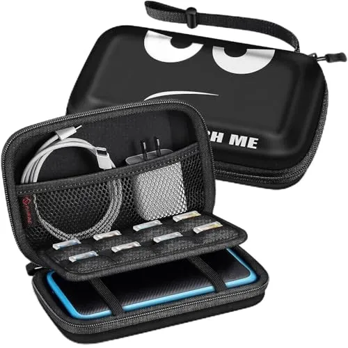 FINTIE Tasche für Nintendo 2/3 DS XL, Nintendo 3DS / LL Konsole - Tragetasche Aufbewahrungstasche Transporttasche mit Spielkartenhaltern und Haltegurt, Don't Touch