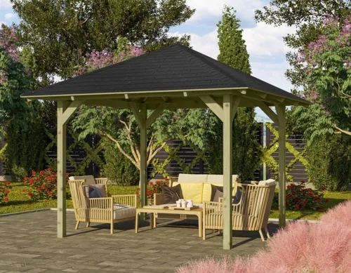 Pavillon Holz Gartenpavillon SEVILLA 265x265cm von Karibu