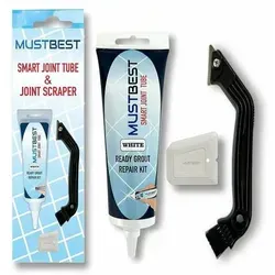 Schnell trocknend Fliesenfugenreparatur-Set Weiß & Fugenschaber
