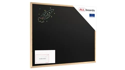 ALLboards Wandtafel Schwarze Kreidetafel mit ECO-Holzrahmen - Präsentationstafel in 100 cm x 80 cm, umweltfreundlicher Holzrahmen, ideal für kreative Notizen und Zeichnungen.