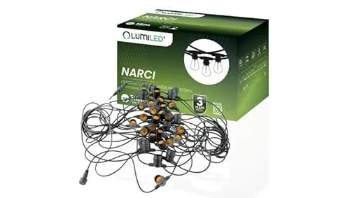 Lumiled Lichterkette Außen 15 Meter mit 30 E27 Fassung 230V Birnen für Garten Biergarten Party Hochzeit Dekoration Terrasse verlängerbar mit Strom