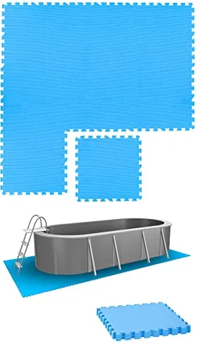 eyepower 8 Große Matten: 1,9m² Poolunterlage 50x50 Antirutschmatte Boden Poolmatte - Pool Unterlage Outdoor Matte Poolunterlage Matten - Platten für Pool Schutzmatte unter Pool Bodenmatte Pool Outdoor