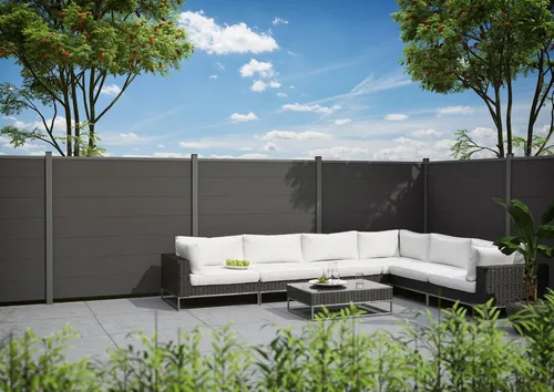 Sichtschutzelement KIEHN-HOLZ, anthrazit - Hochwertiges WPC Sichtschutzelement, 540x180 cm, robust und witterungsbeständig – ideal für Garten und Terrasse.