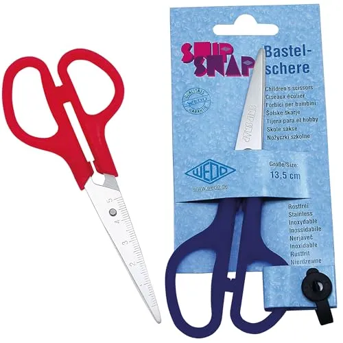 WEDO Snip Snap Bastelschere spitz 13,5 cm – farblich sortiert zufällige Farbe bei Bestellung
