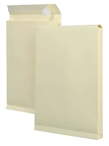Faltentasche mit Klotzboden (371x262x40mm) haftklebend creme 170g 125 Stück