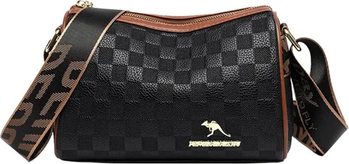 EDIBAZZAR | Elegante schwarze Leder Damen Schultertasche Messenger Bag