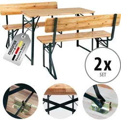 Stagecaptain BBDL-119 Hirschgarten Bierzeltgarnitur mit Lehne - Gartenmöbel-Set mit stabilen Stahlgestellen und aufsteckbaren Lehnen für maximalen Komfort, ideal für Balkon und Garten, einfach zusammenklappbar für unkomplizierte Lagerung.