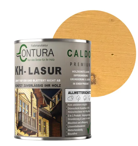 Contura KH Lasur 2,5Liter 3in1 Holzlasur Holzschutzlasur UV- Holzschutz Holzöl Dünnschichtlasur - R01001 Eiche hell