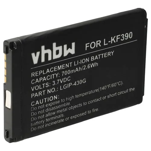 vhbw 1x Akku kompatibel mit LG KS500, GU230, KF390, KS500, KF757, KP260 Handy Smartphone Telefon (700 mAh, 3,7 V, Li-Ion)