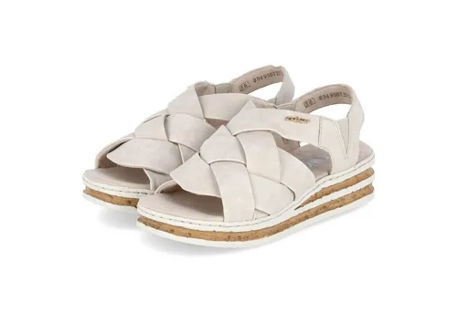Rieker Damen 62908 Keilsandaletten, Beige, 38 EU - Wanderschuhe mit weicher Decksohle, ideal für höchsten Tragekomfort bei Spaziergängen und Ausflügen.