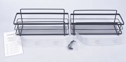 2er Set Duschablage ohne Bohren Edelstahl Schwarz Duschregal Selbstklebend