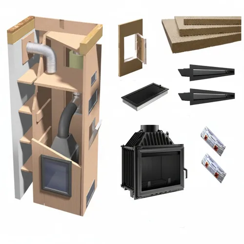 Kaminbausatz Set Maja 8 | Luftgitter schwarz | 8 kW