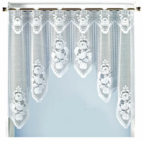 Fensterbild Bogen Scheibengardine Jacquard Rosen Weiß Gardine HxB 100x150 Ökotex