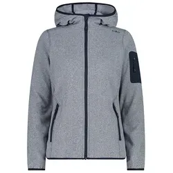 CMP Strickfleece Damen in b.blue-bianco, Größe 38 HW 2024 - Kleidung: Wärmende Strickfleecejacke aus Light Knit-Tech mit Kapuze und praktischen Reißverschlusstaschen, ideal für kalte Tage.