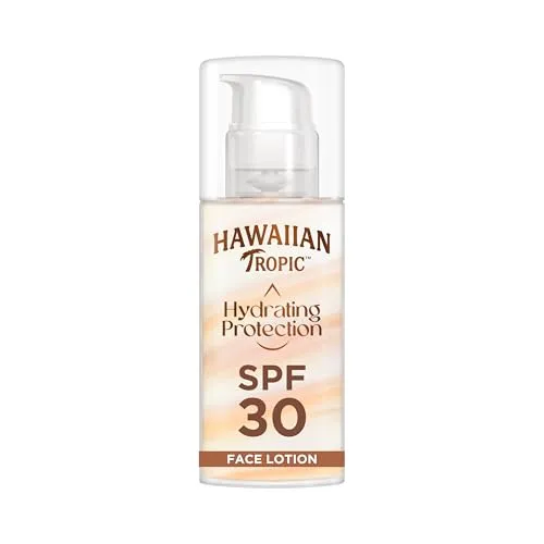 Hawaiian Tropic | Hydrating Protection Face Sunscreen Sonnenschutz für das Gesicht LSF 30 UVA + UVB Schutz, 50 ml, 12-Stunden-Feuchtigkeitspflege, Make-up-kompatibel, wasserfest, vegan